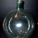 Large vintage light green glass demijohn bottle 20L H42cm