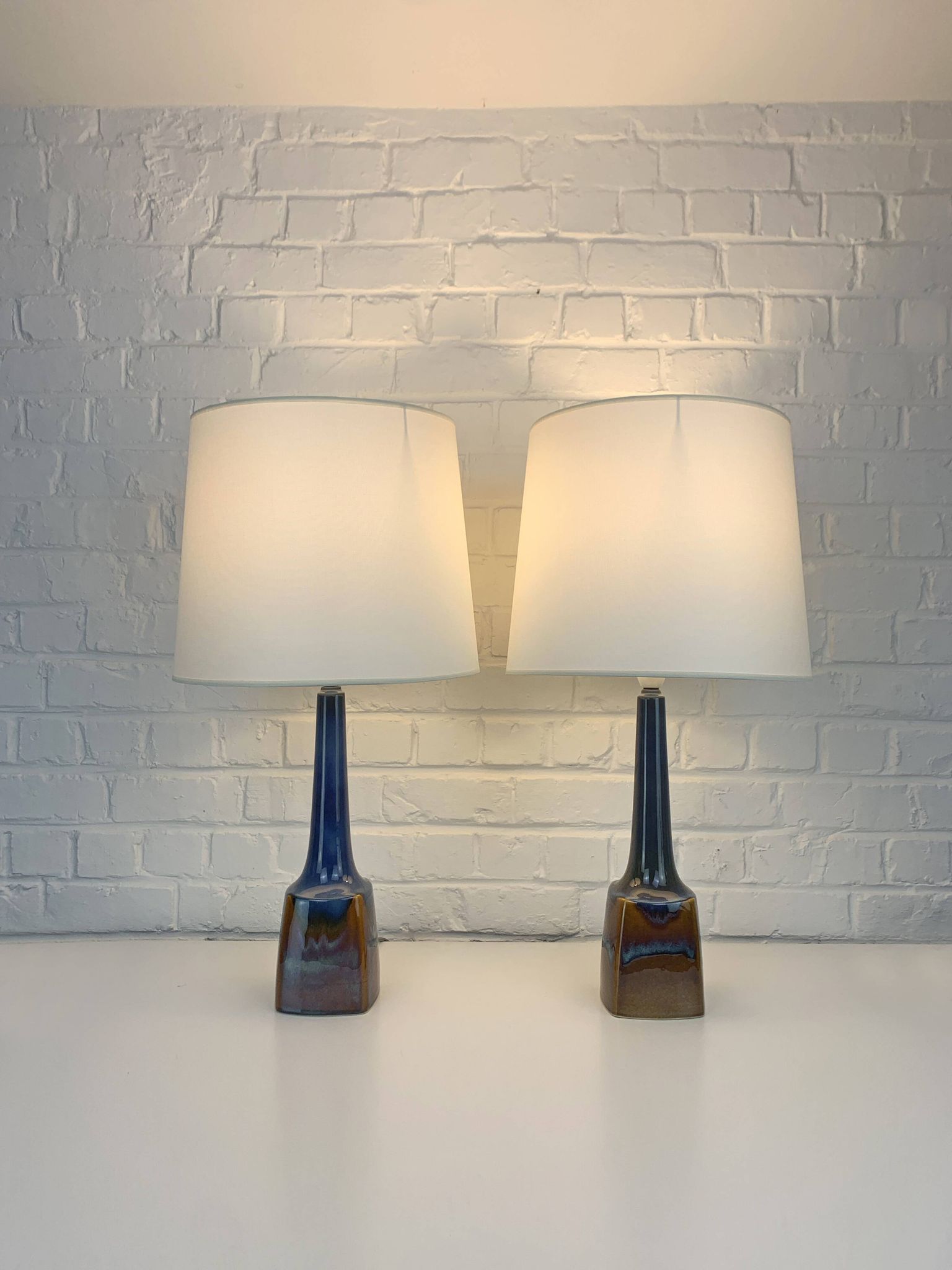 Pair of Scandinavian ceramic table lamps, Søholm Stentøj, Denmark, 1960
