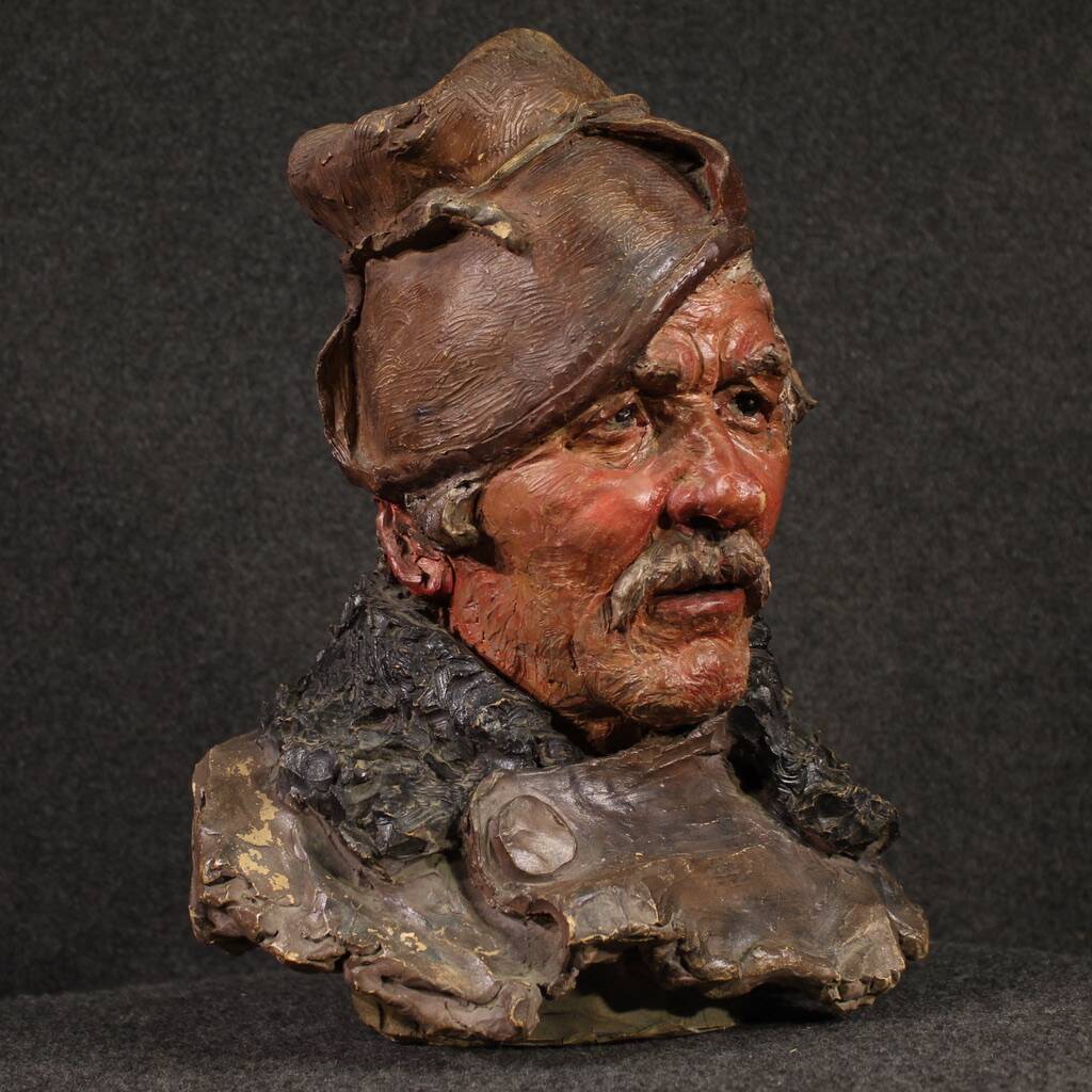 Italian terracotta sculpture of a fisherman from the 20th century