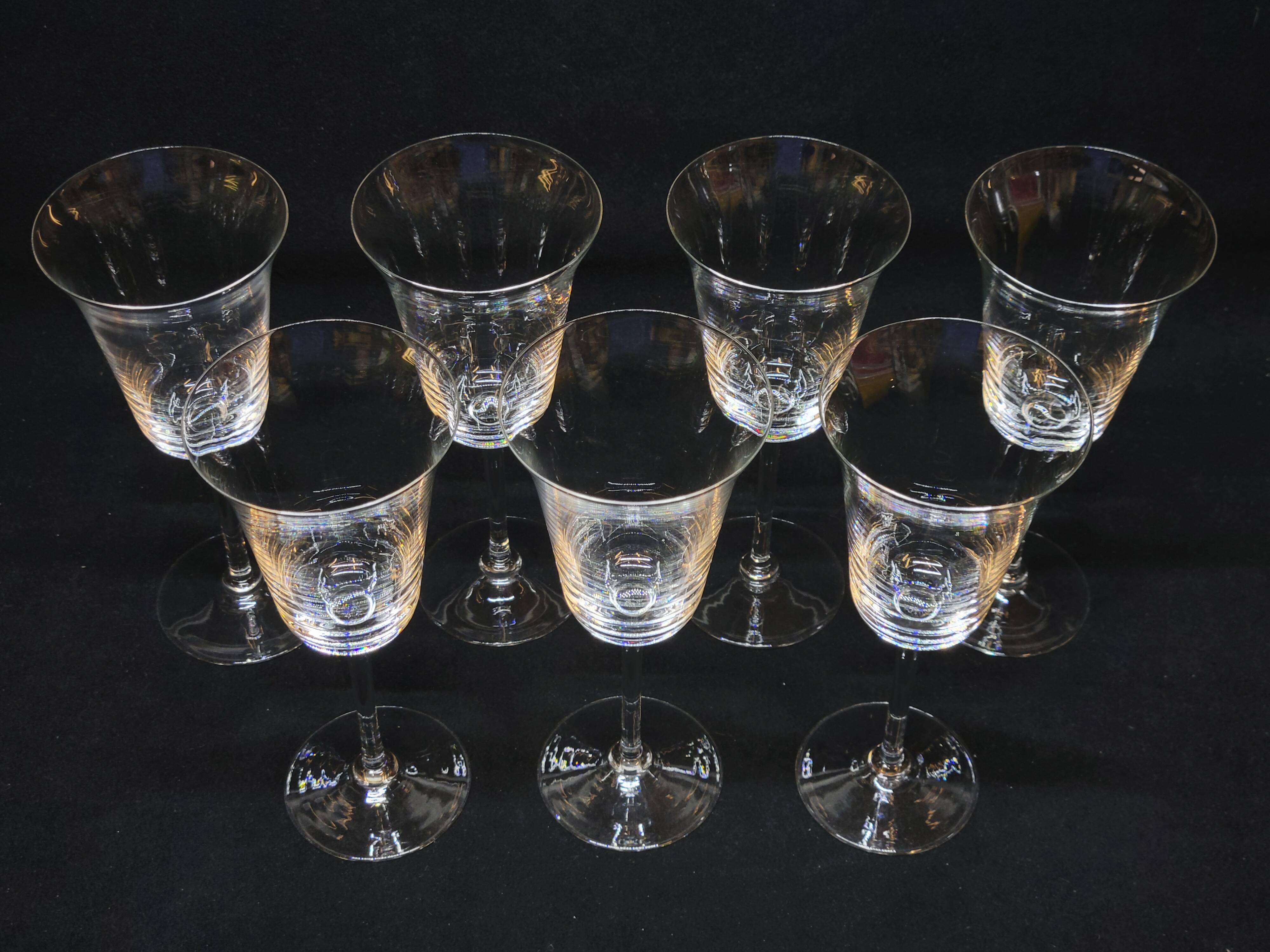 7 Fine Crystal Stemmed Wine or Water Glasses - Baccarat? / Saint Louis?