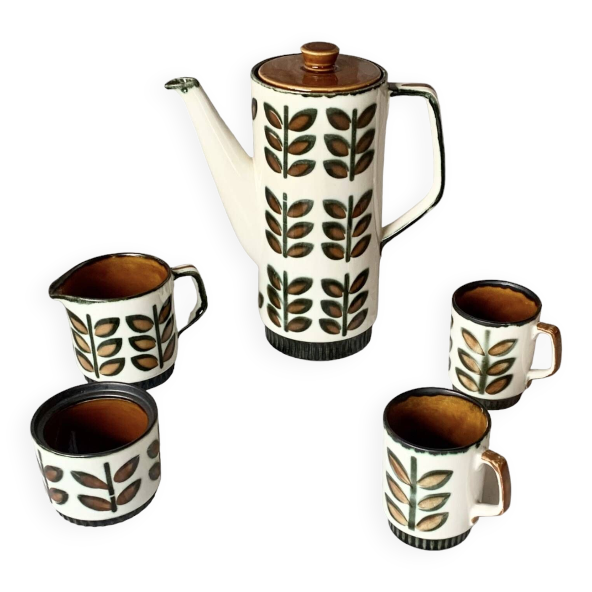 Boch Rambouillet - 1 coffee maker (25 cm), 1 milk jug, 1 sugar bowl and 2 cups - 1960