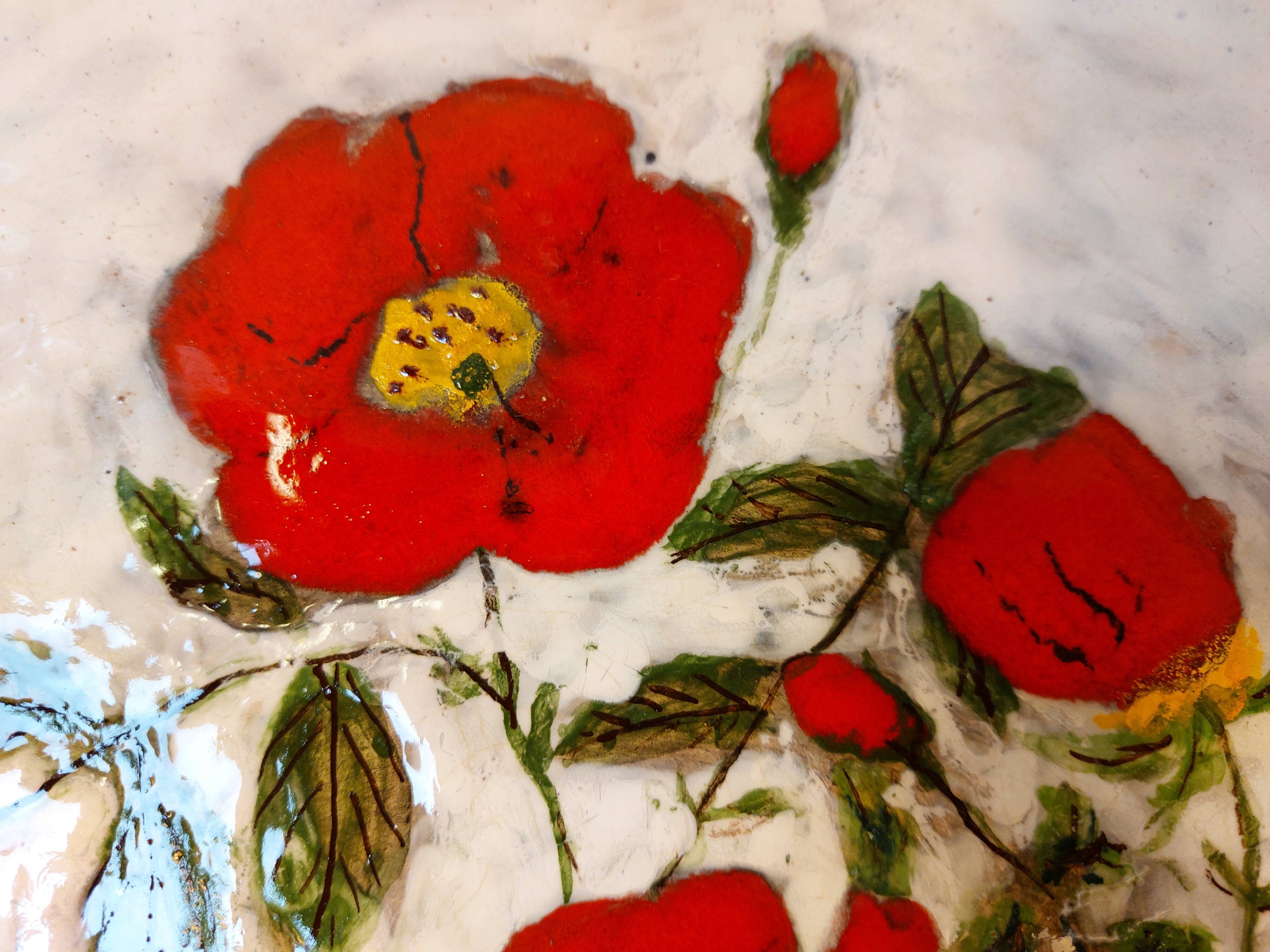 Vintage glazed ceramic cake plate signed ZINGARO - Italy 1960s