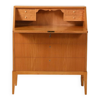 Scandinavian elm & burr-wood secrétaire, 1950s