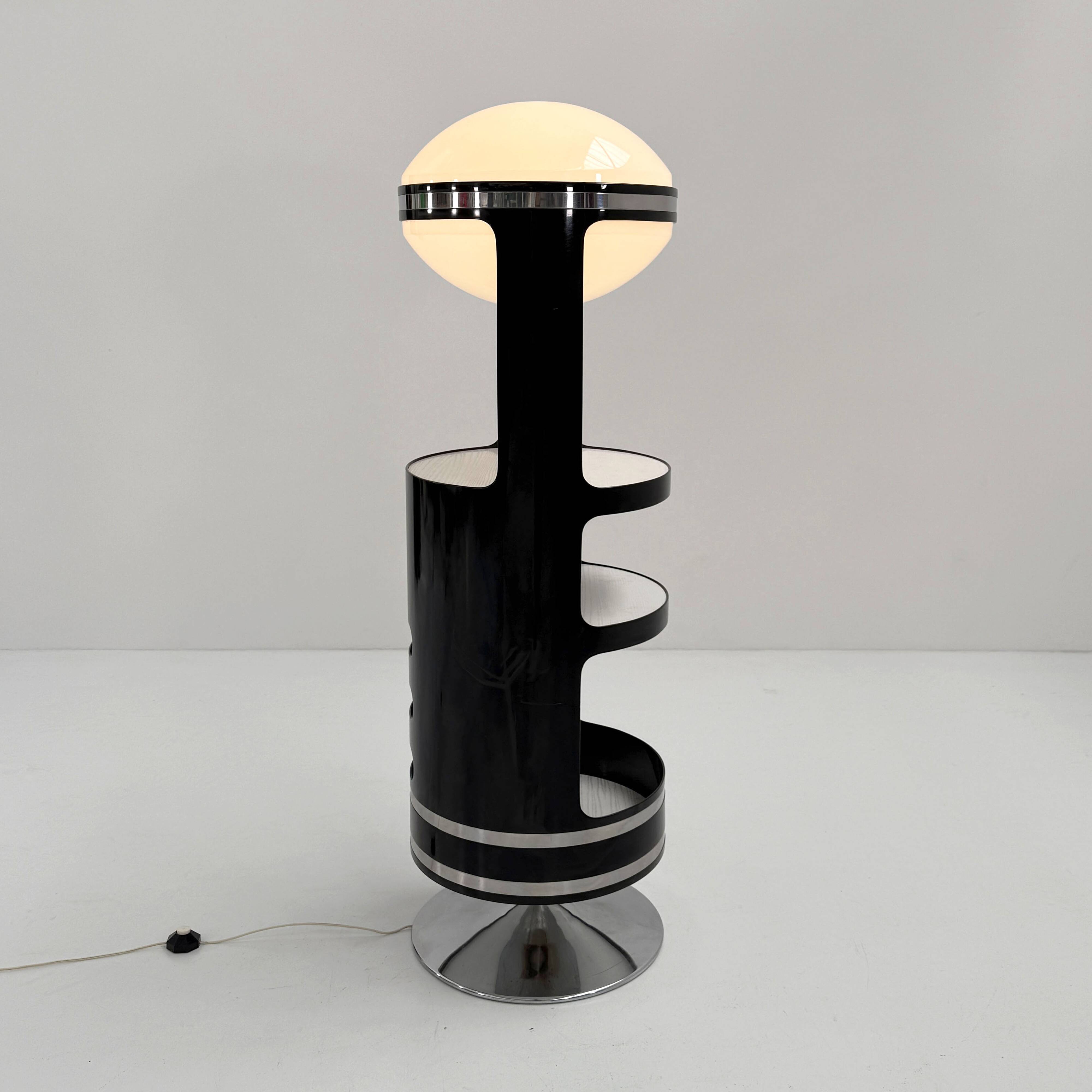 Bar Cabinet Pivotant avec Lampe Intégrée, 1960
