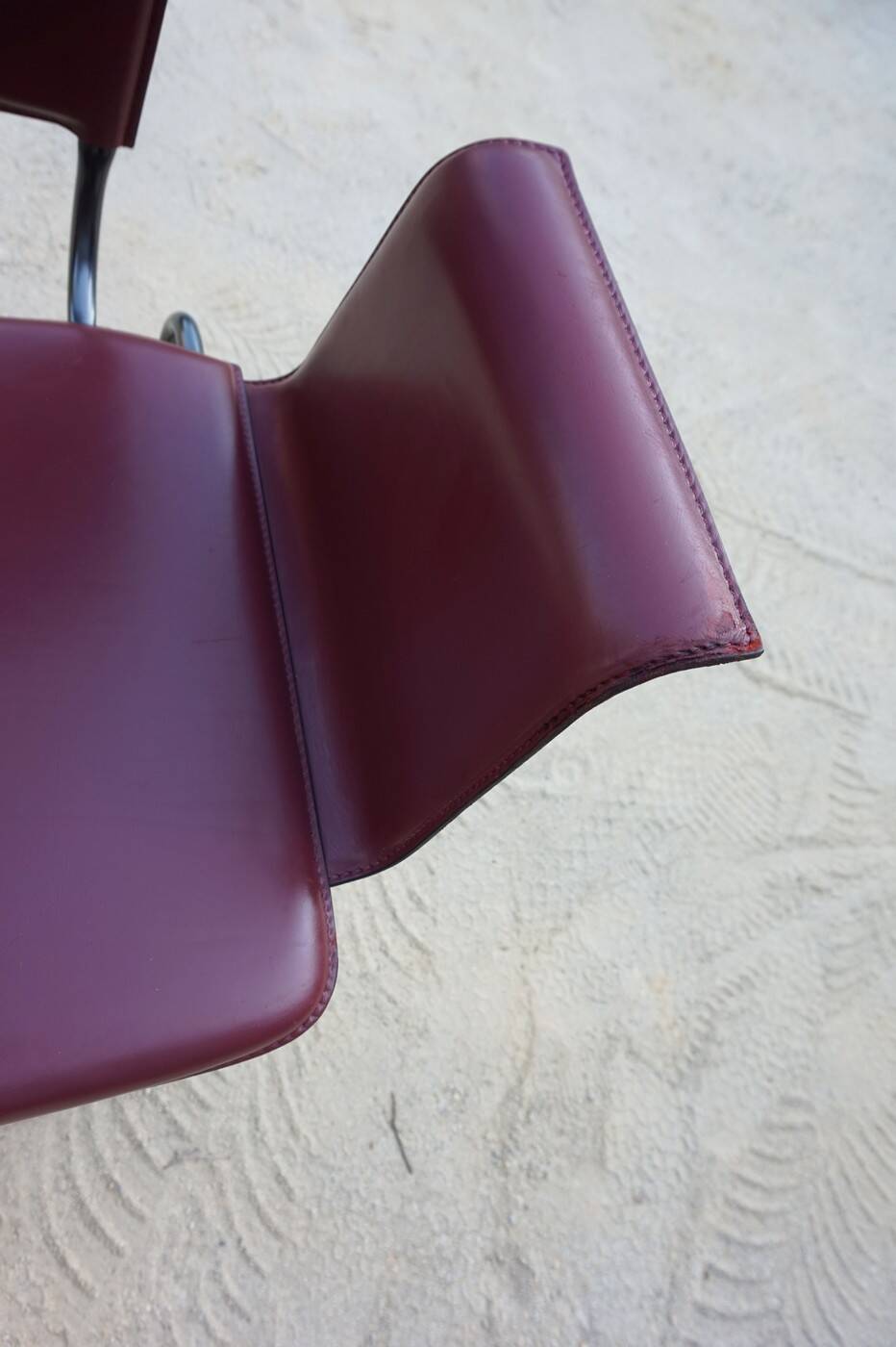Ross Littell for Matteo Grassi Armchairs Bordeaux Leather & Steel, set of 2