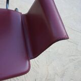 Ross Littell for Matteo Grassi Armchairs Bordeaux Leather & Steel, set of 2