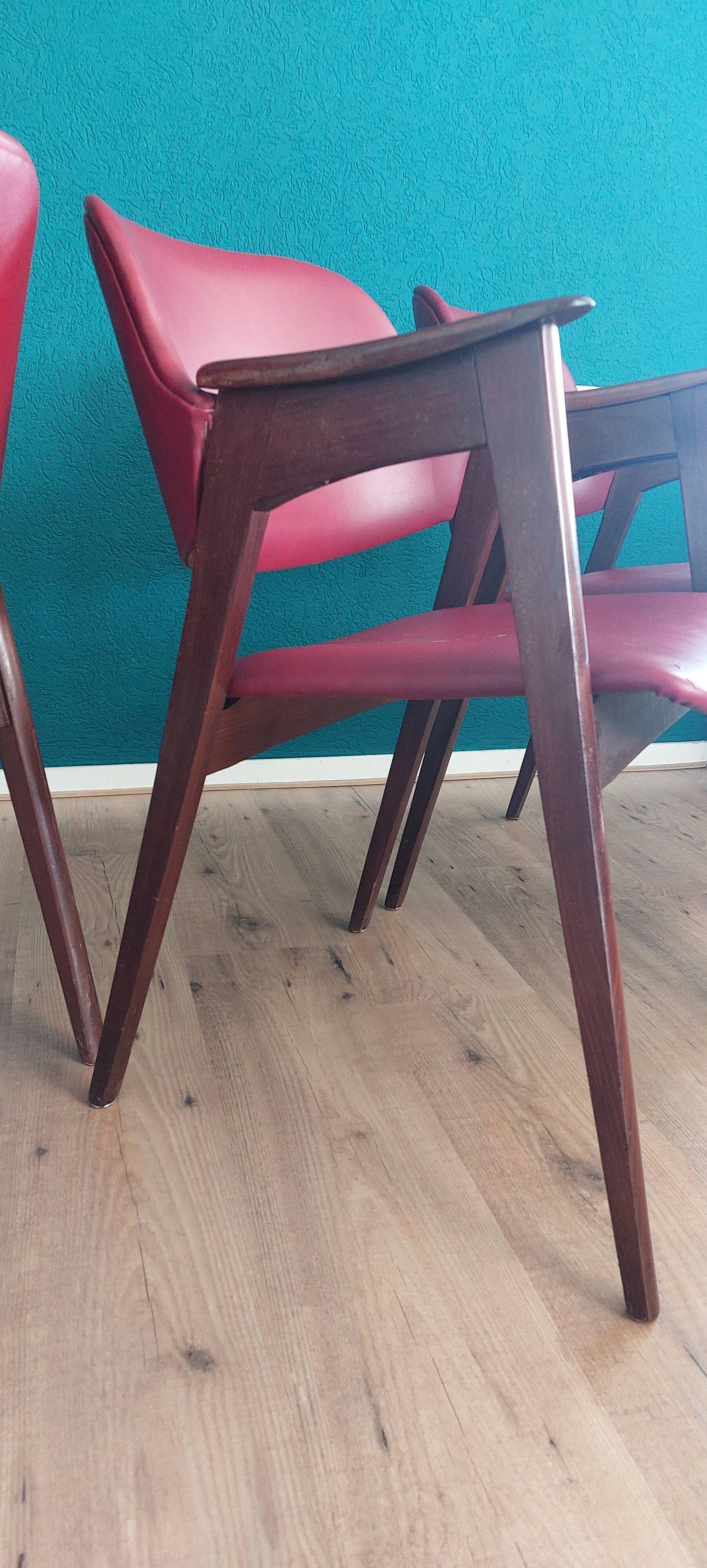 Set of 4 Mid-Century Modern Teak Dining Chairs 1960's