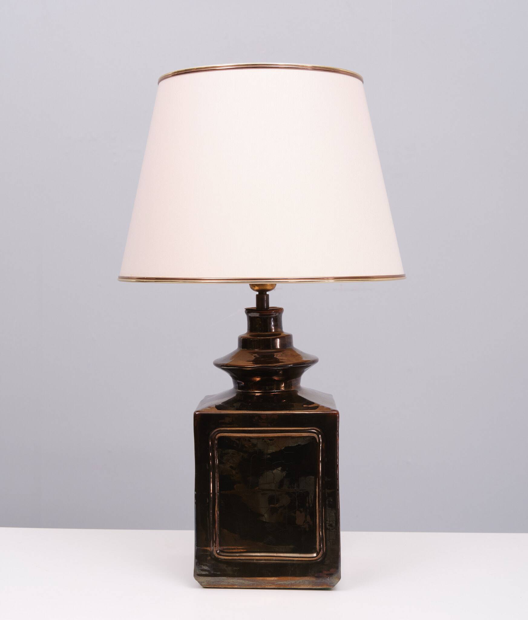 Superb square Ceramic Table lamp 1970s France