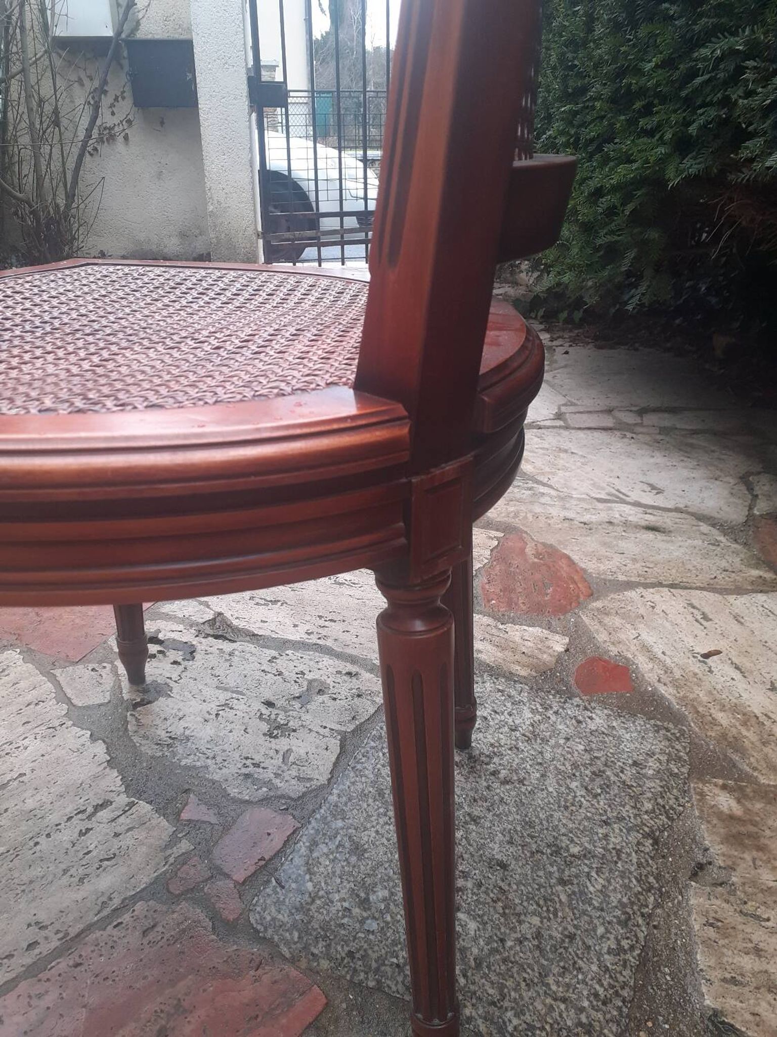 Chaise Cannes en bois sculpté style Louis XVI