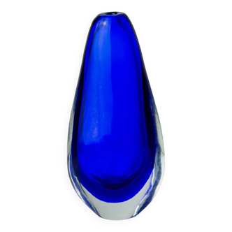 SOMMERSO BLUE VASE, MURANO GLASS, ITALY, 1970