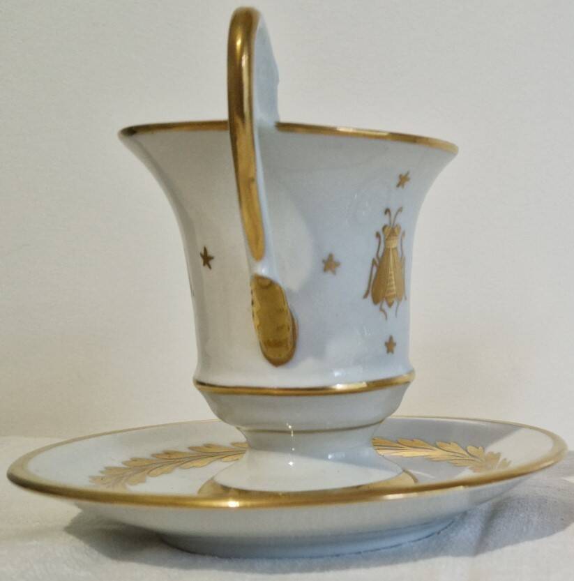 Paire de tasses litron d'époque Second Empire Décor impérial Napoléon Ier