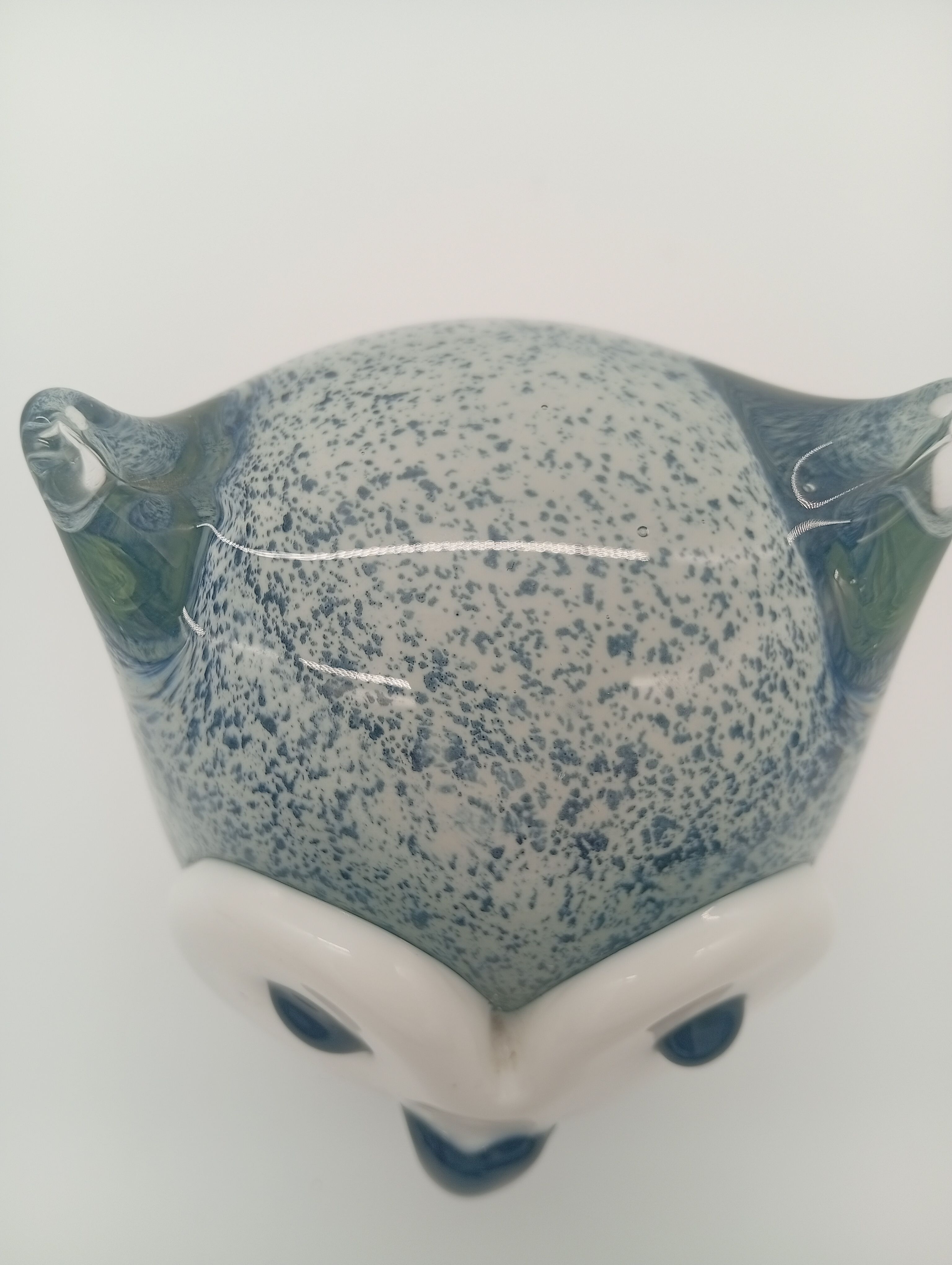 Vintage Scandinavian Glass Owl Statuette Denmark Sulphur 70s 80s