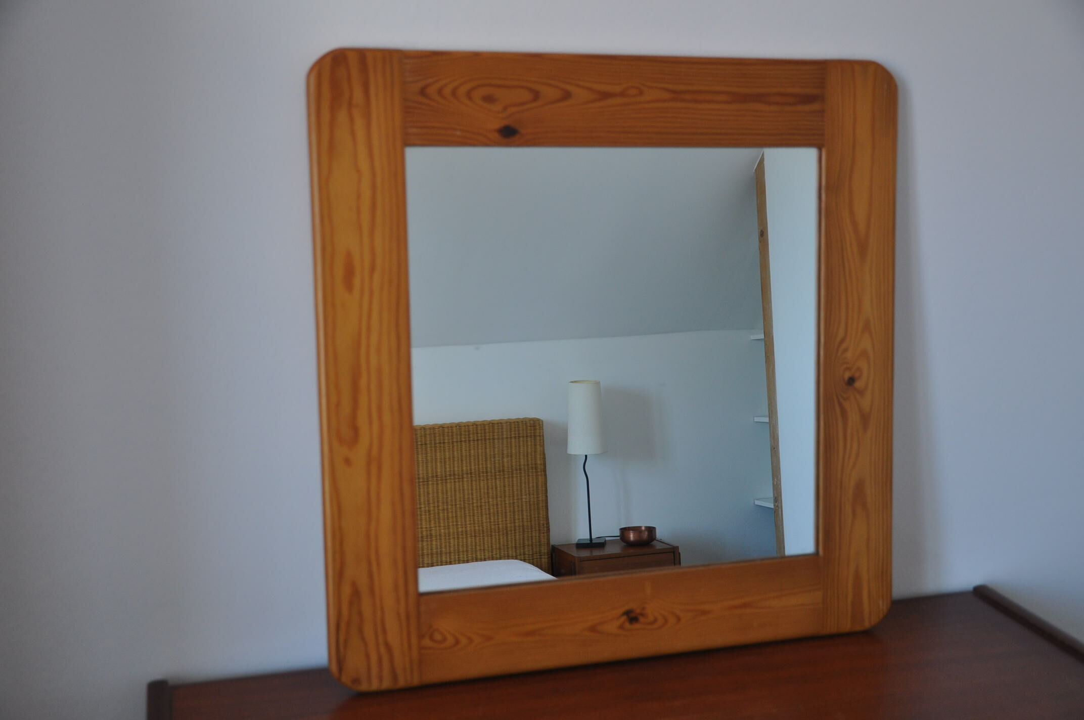 Wooden mirror 70s pine