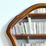Large vintage mirror in scrolled cherry wood