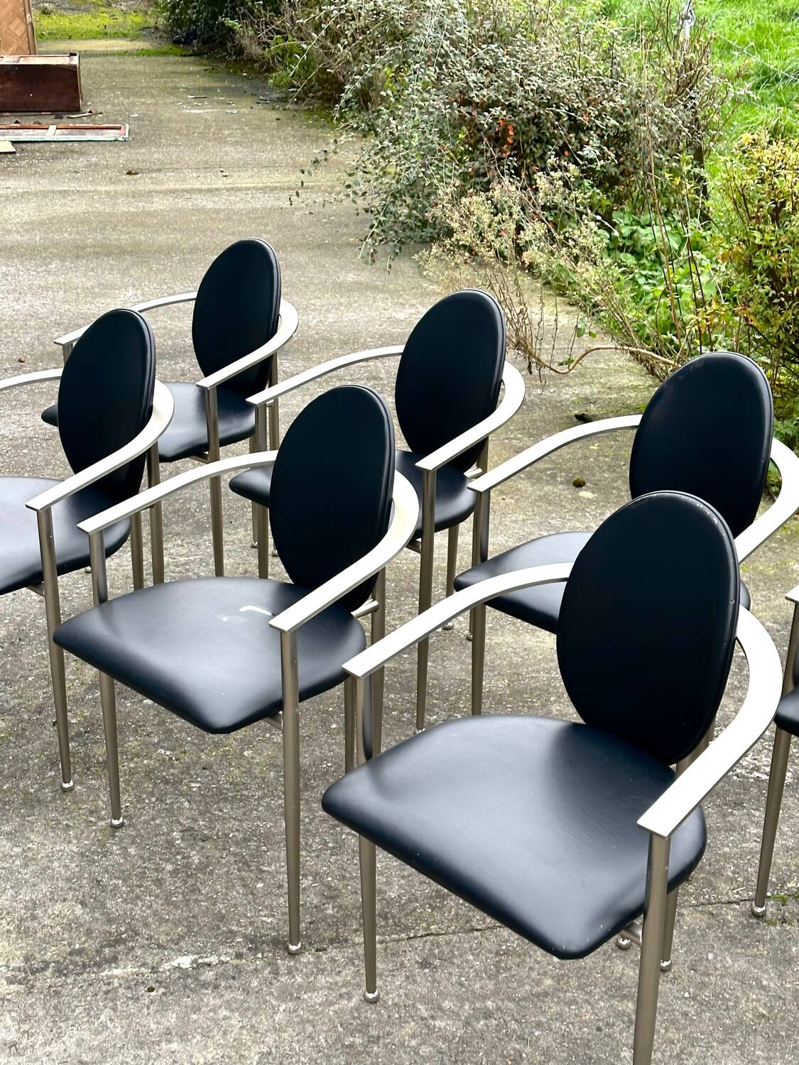 Set of 7 Belgo Chrome chairs from the 1980s