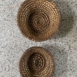 Duo of vintage bread baskets 46 cm and 48 cm in rye straw, baker's bread basket