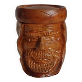 Tobacco pot face carved wood