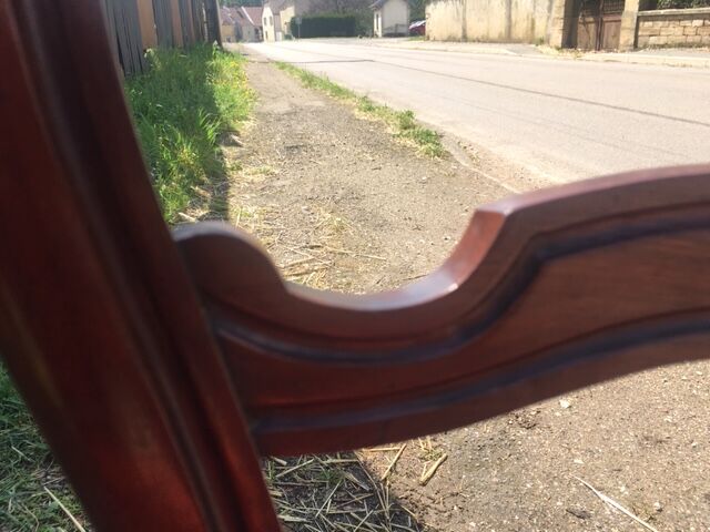 lot of 4 chairs Castle Chippendale, Louis XV late 1800s red velvet