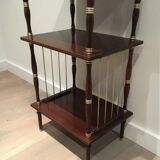 Table d'appoint en acajou, cuir et laiton