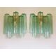 Pair of Contemporary Italian Murano Glass “Tronchi” Wall Sconces in Green