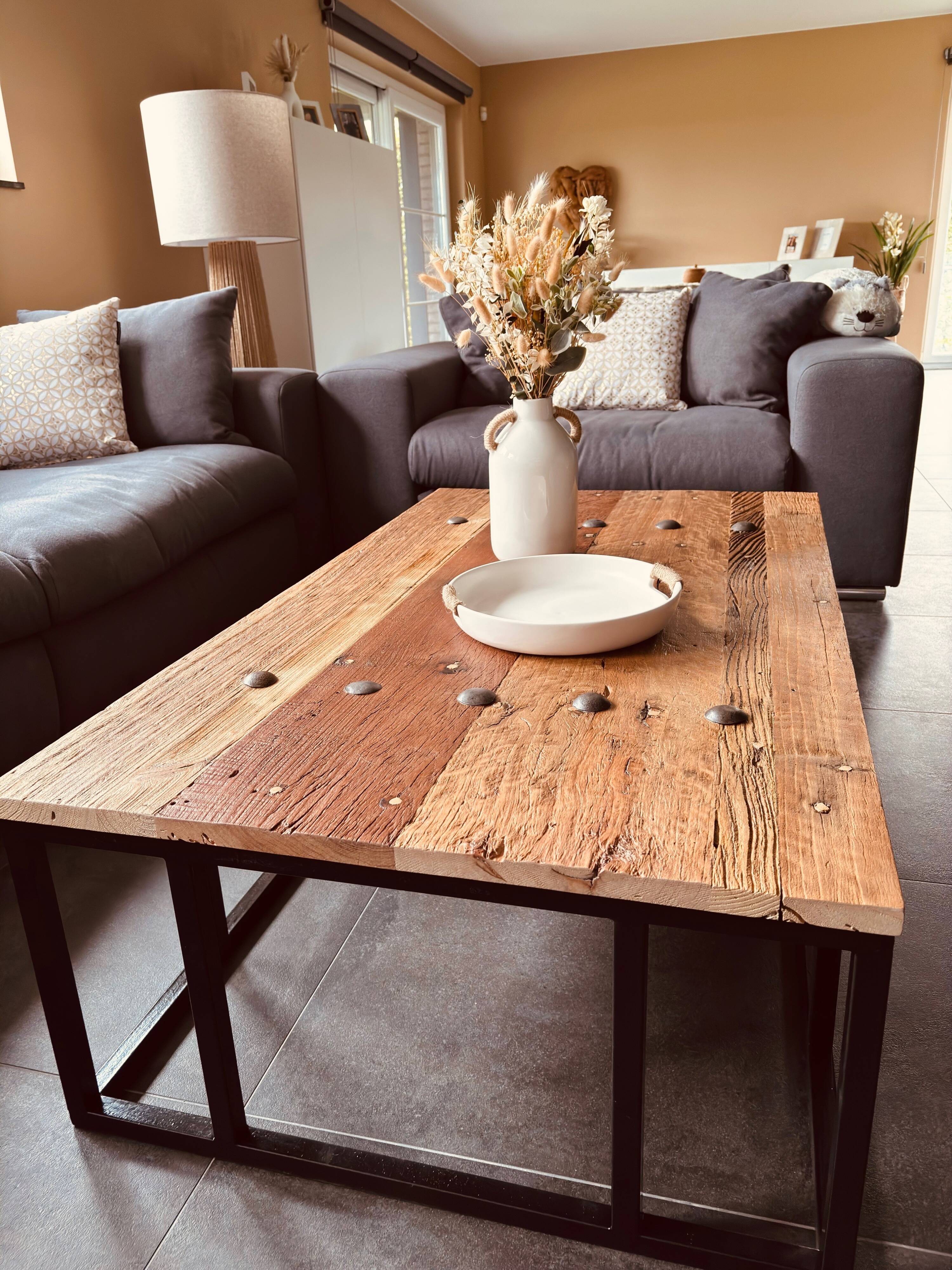 Richmond Interiors Coffee Table – Elm Wood & Metal