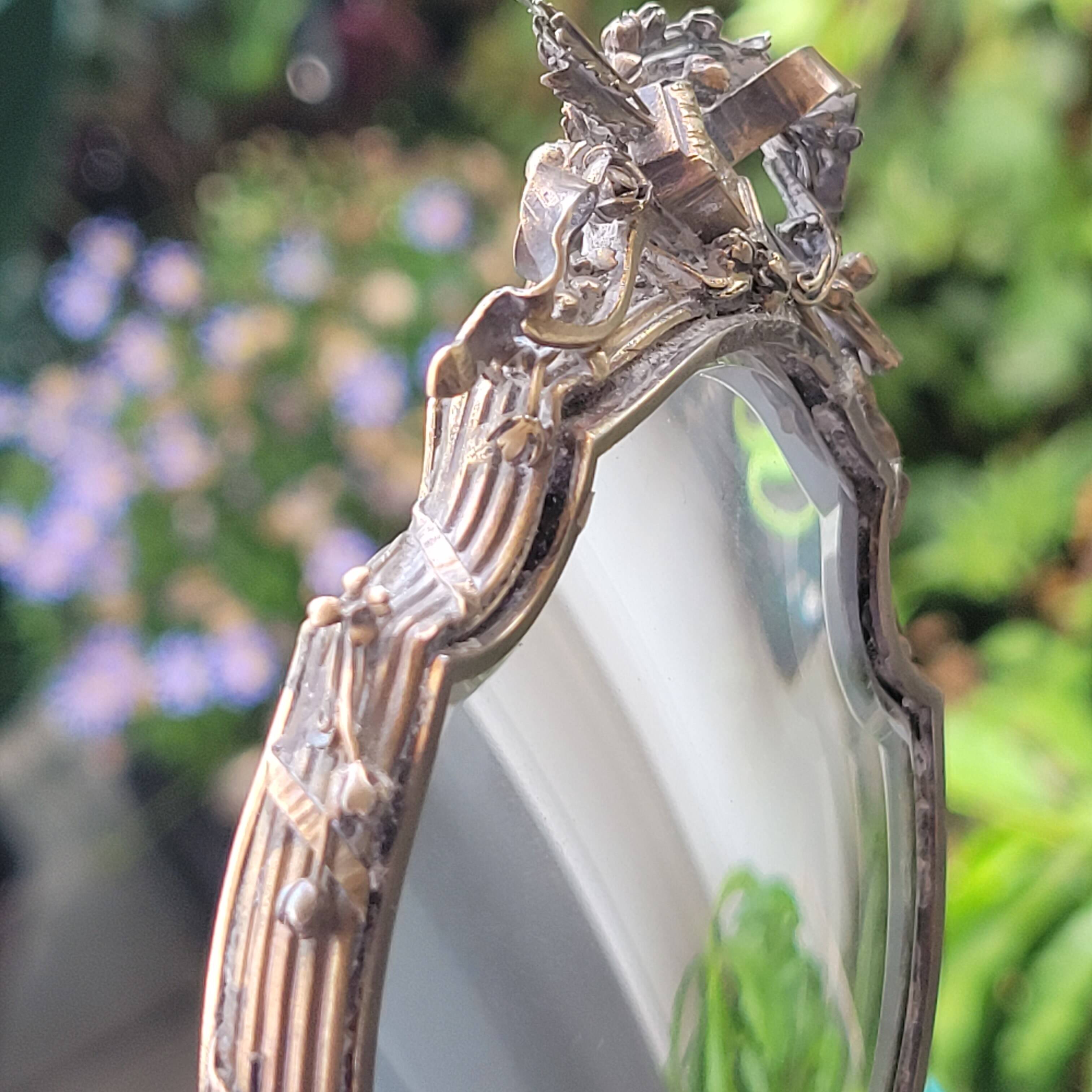 old double-sided hand-held mirror Henri Auguste SOLIÉ 1900