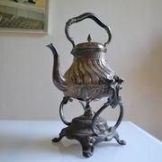 Art Nouveau teapot or samovar in silver-plated metal by goldsmith Victor Saglier