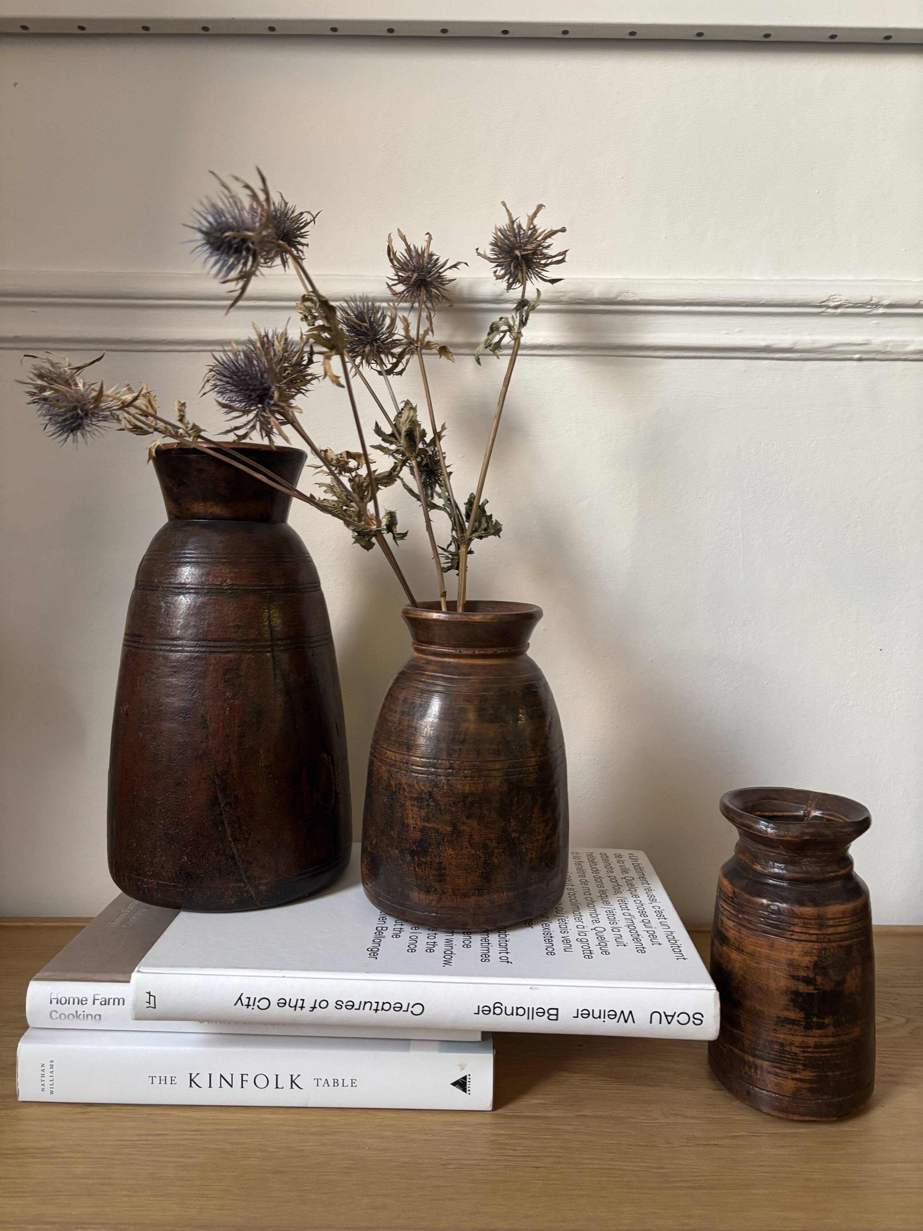 African Vase Solid Wood - Primitive Art - Wabi Sabi Sculpture