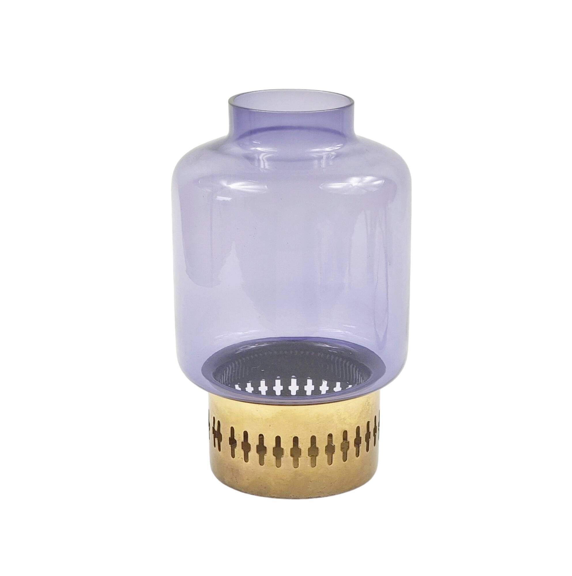 Mid Century Scandinavian Glass&Brass Candleholder by Hans-Agne Jakobsson AB Markaryd, Sweden, 1960s