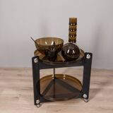 Chariot et ensemble de verres et de mugs vintage des années 70 design par l.massoni pour guzzini
