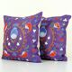 Set of 2 vintage embroidered cushion covers 48x48 cm