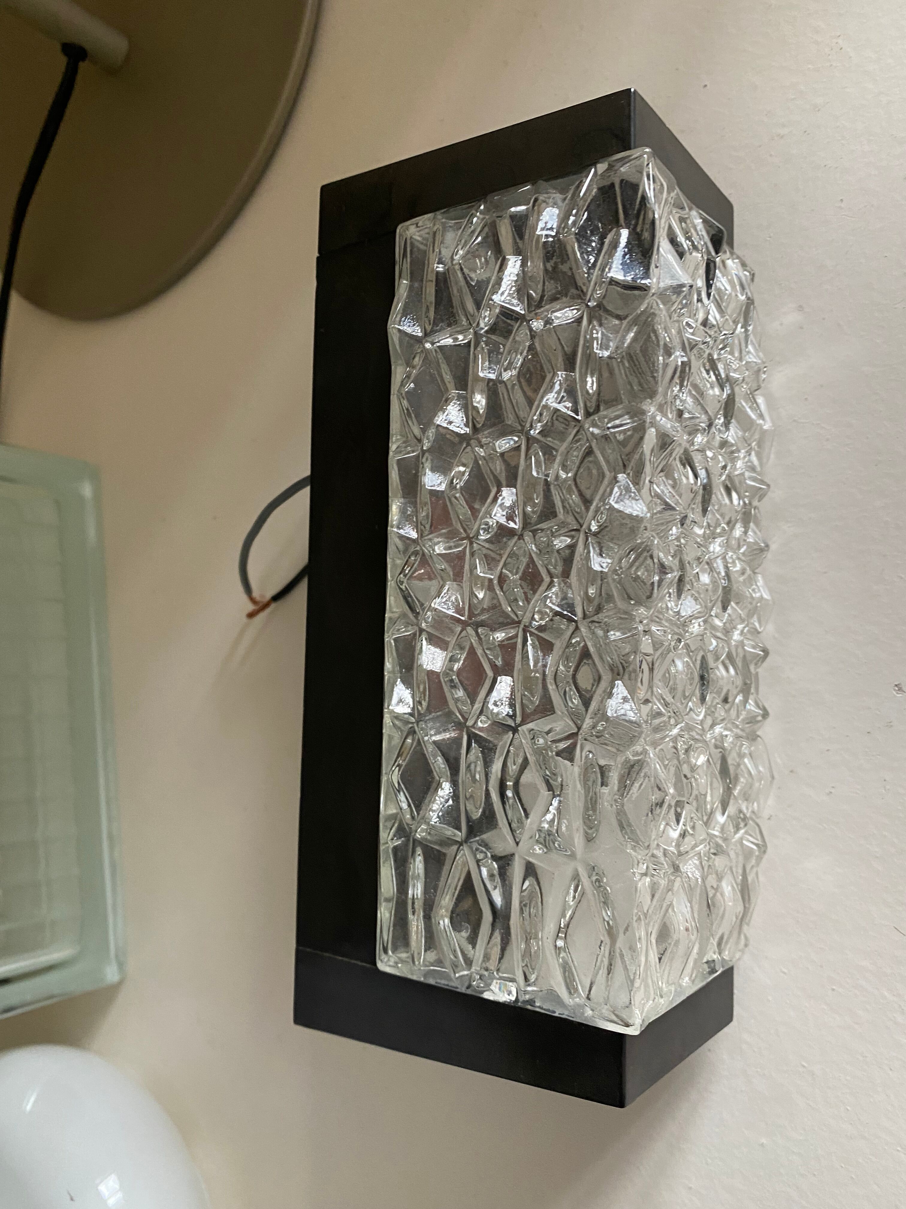 Wall lamp RZB Leuchten textured molded glass and vintage bakelite
