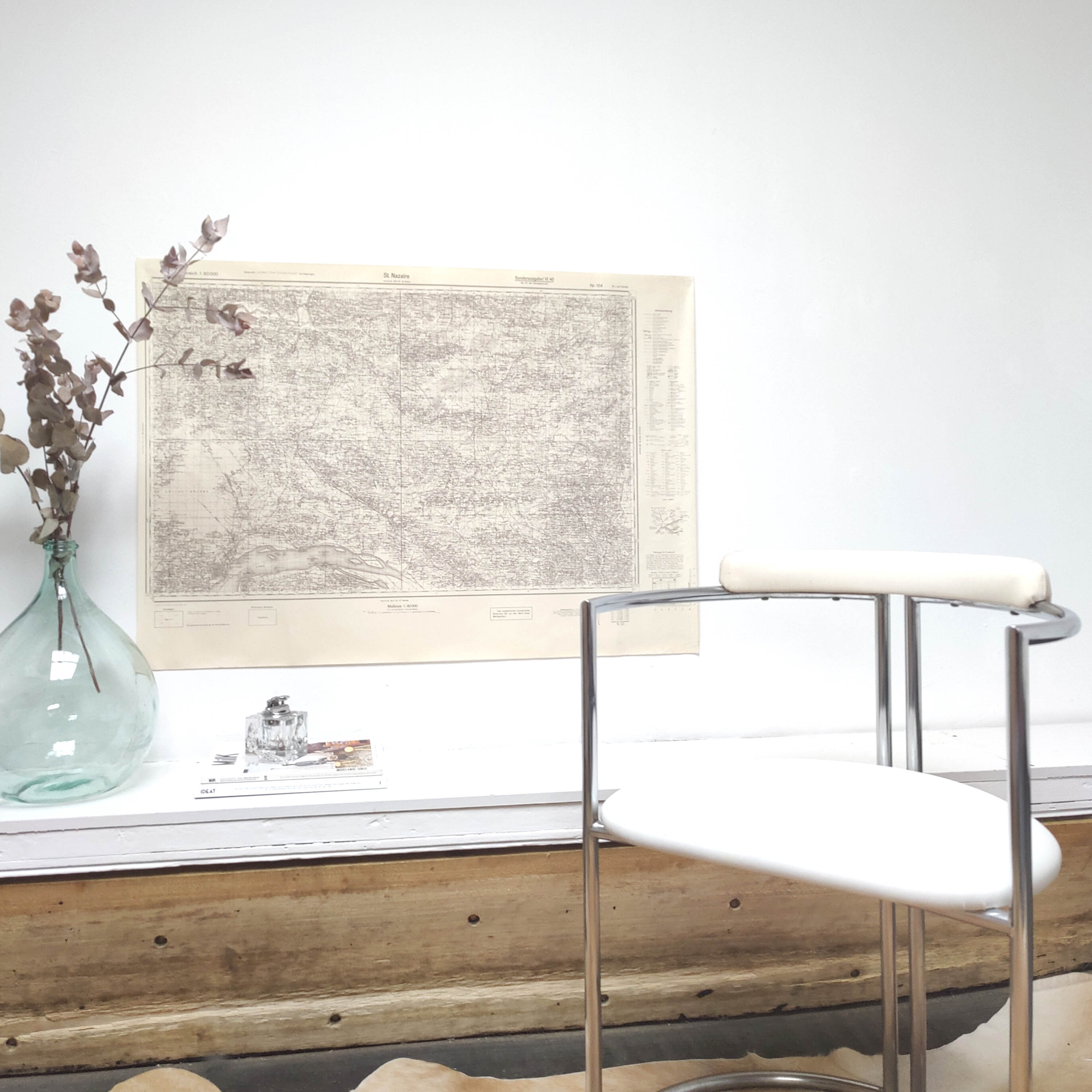 Old map of St Nazaire, Loire estuary, 1940