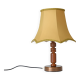 Large Vintage Bedside Lamp / French Style Table Light / Gold Textile Shade