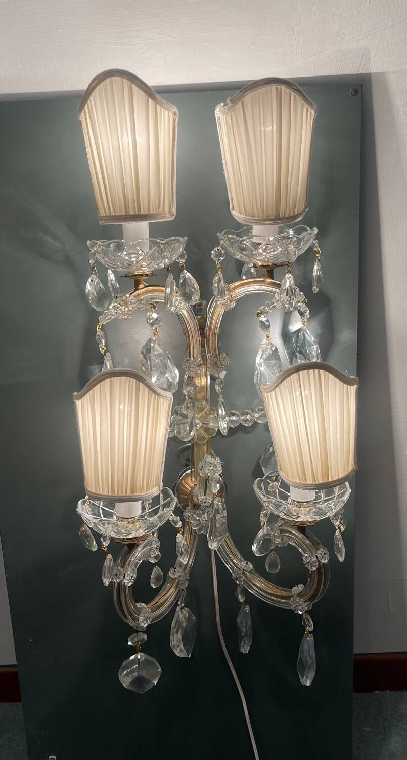 Large Maria Teresa Crystal Sconces Set of 2 1970’s