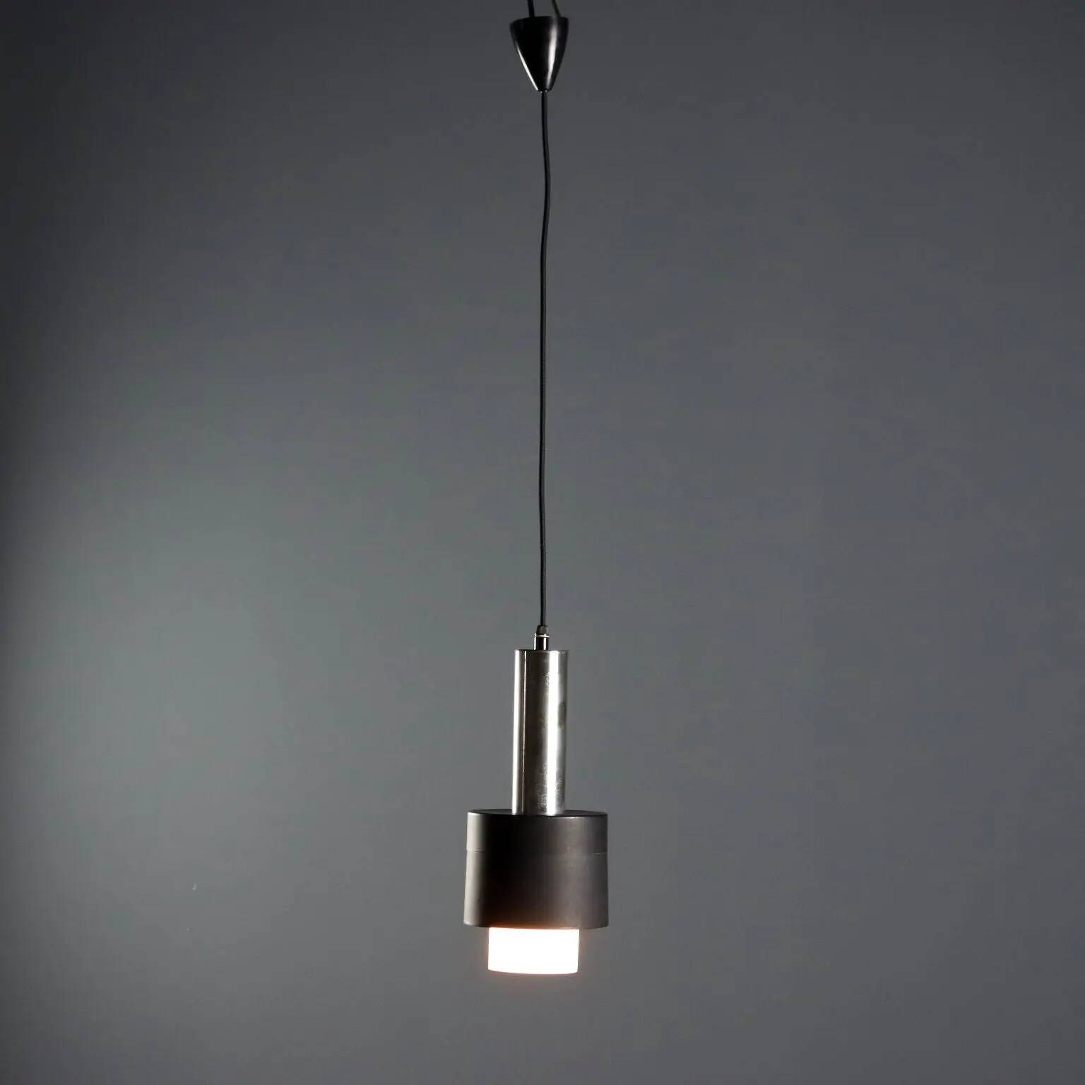 Vintage aluminium and glass chandelier, design, Italy, 1960s