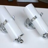 Opaline and chrome wall lights from the 1970s.