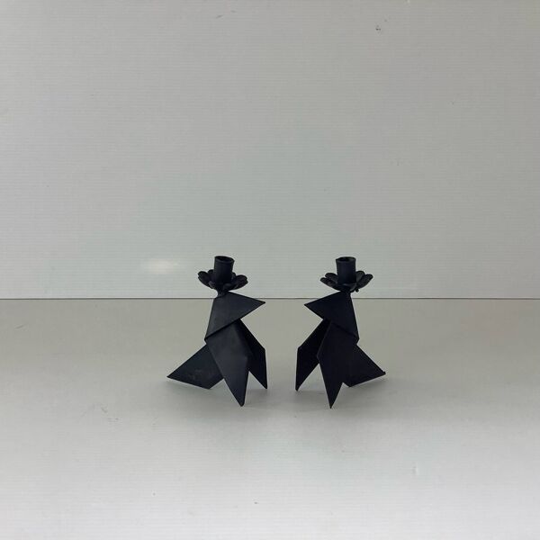 2 bougeoirs brutalistes formant des oiseaux, Danemark 1970