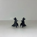 2 bougeoirs brutalistes formant des oiseaux, Danemark 1970