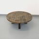 Vintage brutalist round coffee table in metal and slate from the 70s