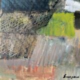 Vintage Oil Painting Fishing Village Scene 1950s