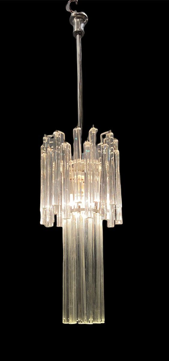 Italian Modernist Murano Glass Prism Chandelier, 1970s