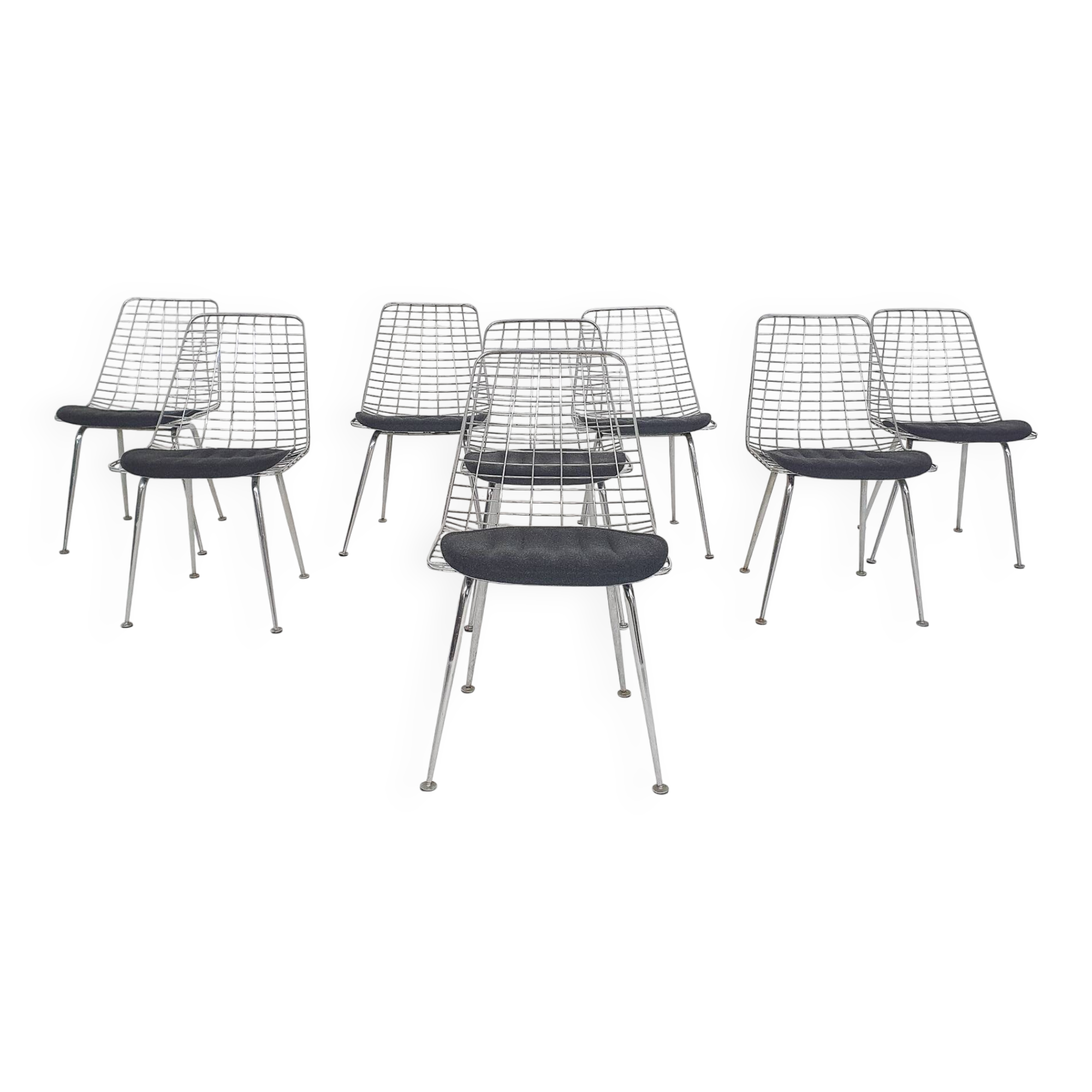 Set of 8 Mid-century wire chairs The Netherlands 1950's