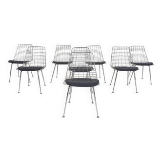 Set of 8 Mid-century wire chairs The Netherlands 1950's