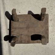 Small stool, rectangular accent stool in solid teak wabi-sabi H26