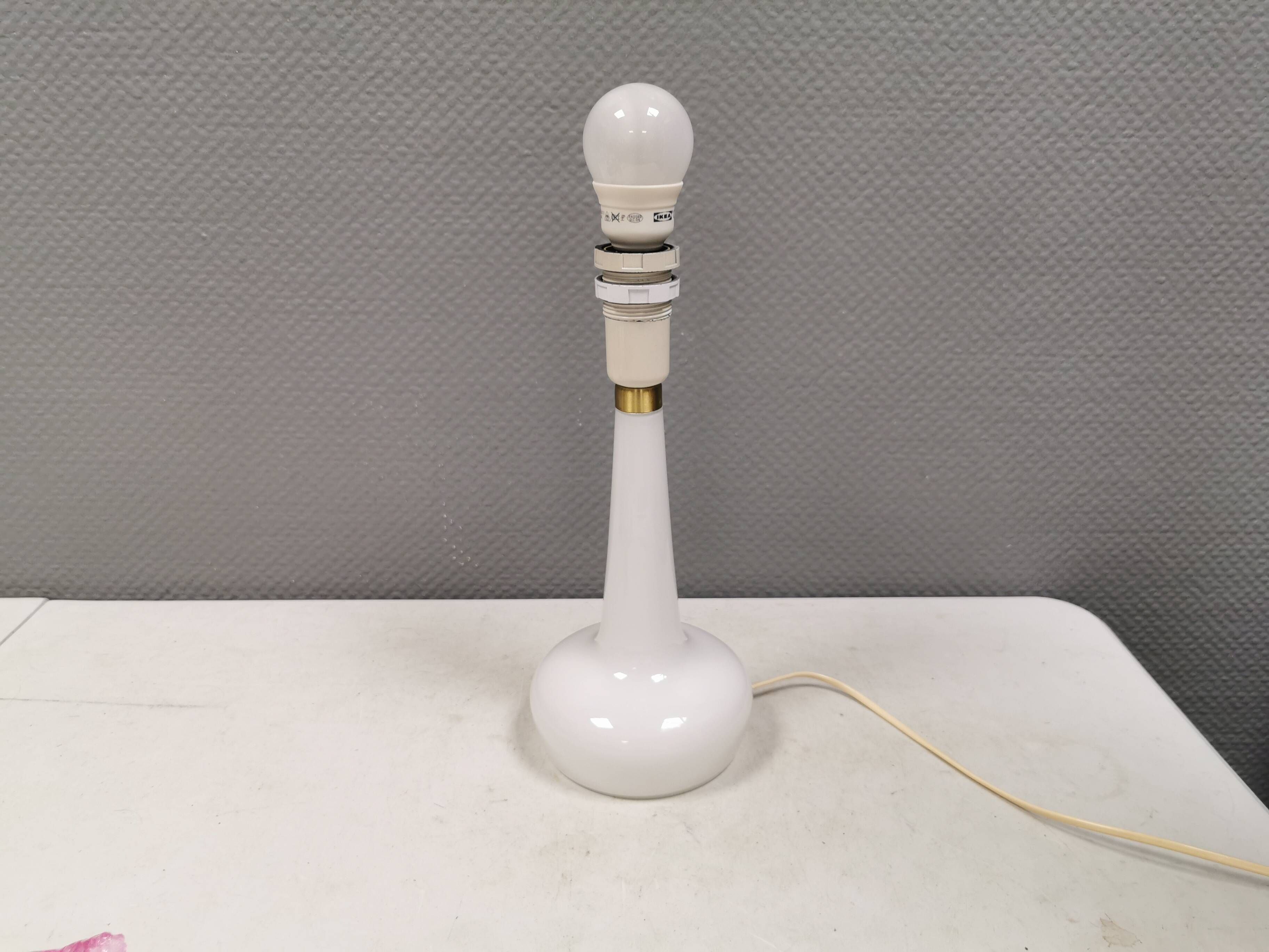 Le Klint Table Lamp, Milky White Opaline Glass, Brass Top, Model 311