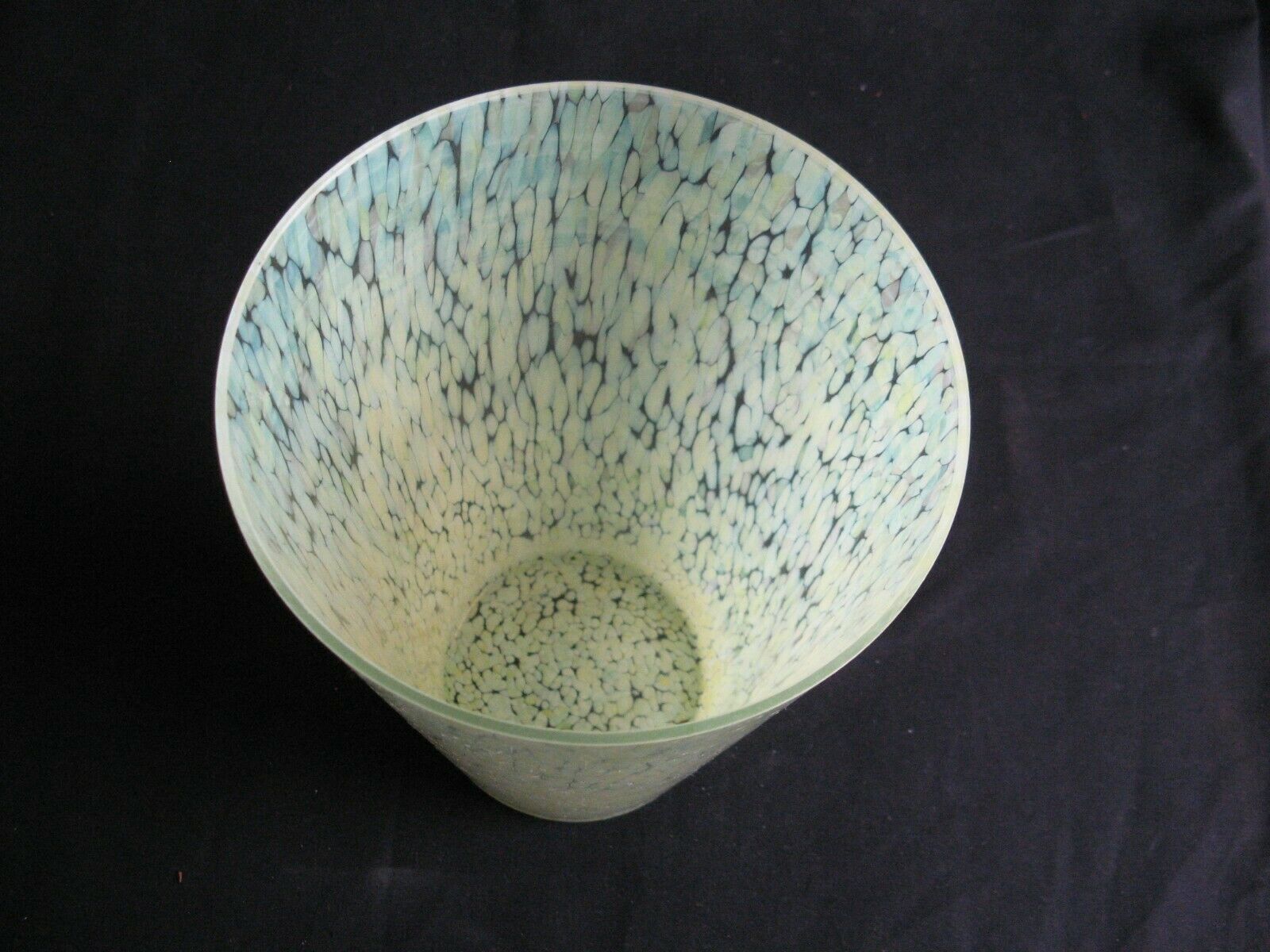 Glass vase or clichy crystal speckled yellow/green