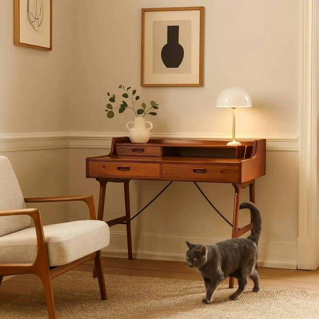 Vintage writing desk design by Svend Åge Madsen and Sigurd Hansen from the 1950s.