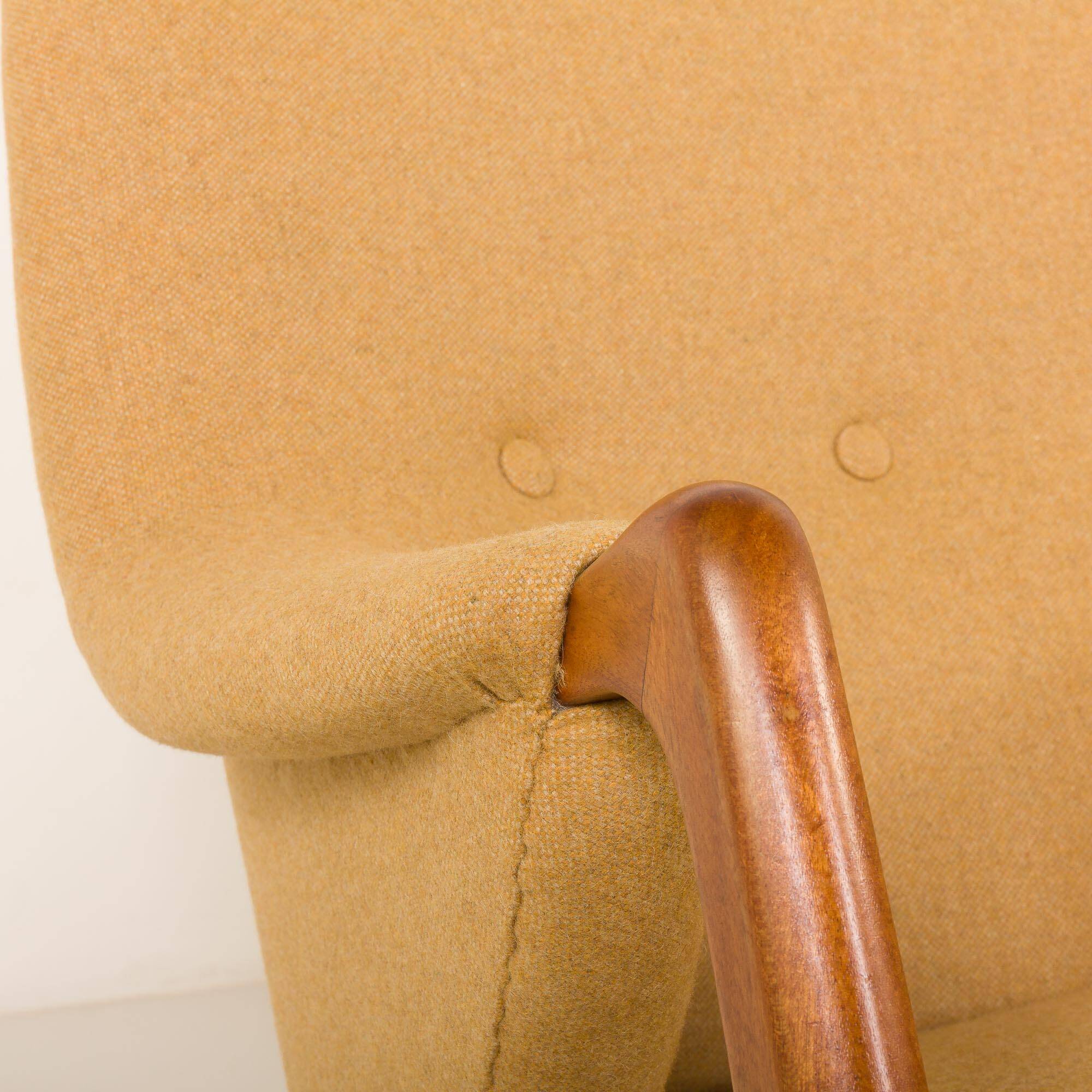 Scandinavian mid century lounge chairs in teak and wool, set of 2, 1960s