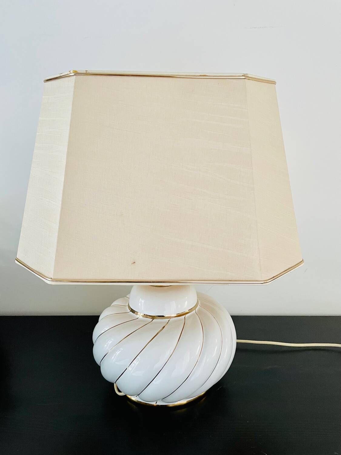 Vintage white and gold table lamp